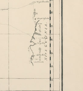 Detail of the west coast of Cape York from the 'Secret Atlas of the VOC'