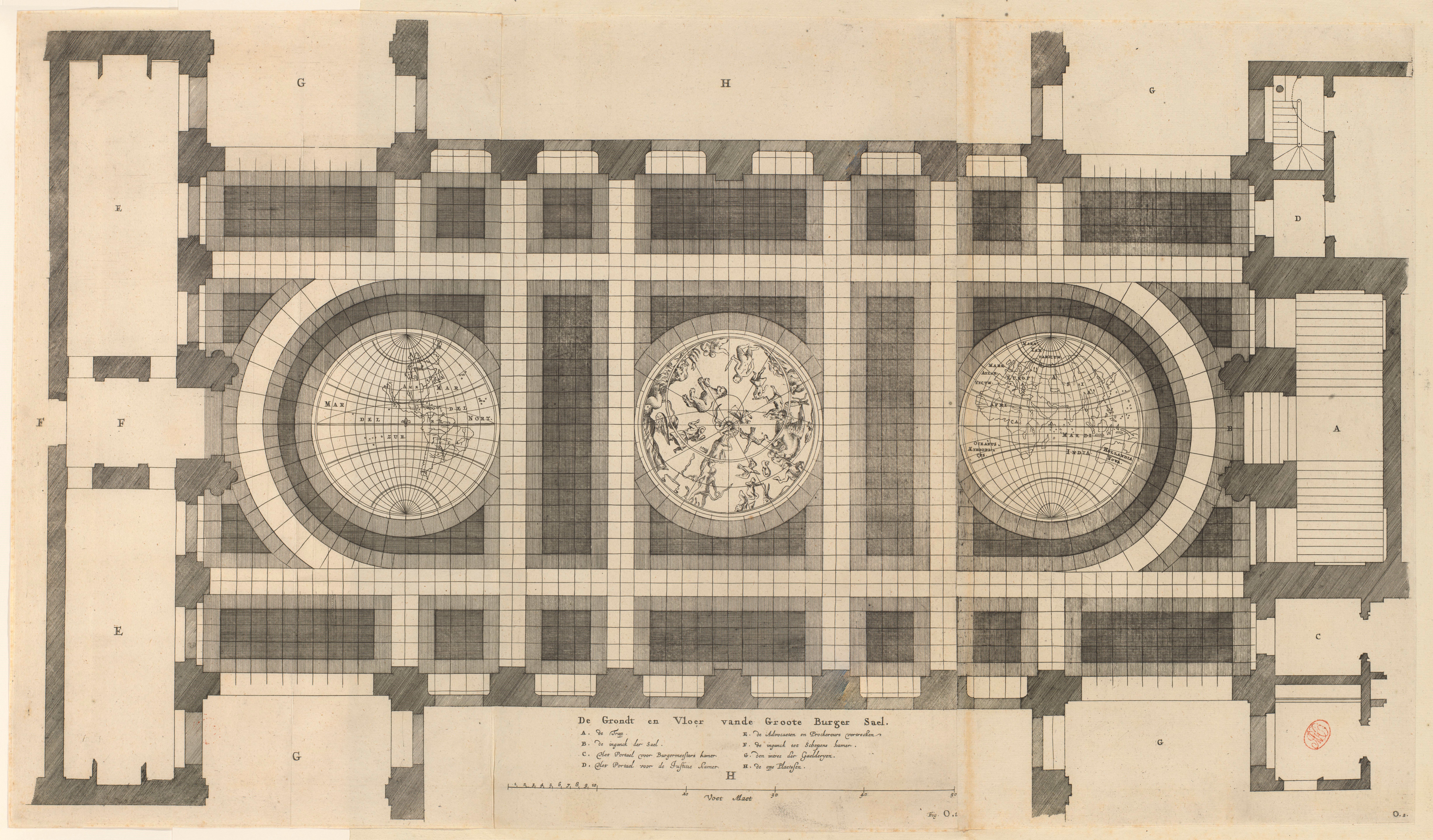Plattegrond_van_de_Burgerzaal_in_het_Stadhuis_op_de_Dam_De_Grondt_en_Vloer_vande_Groote_Burger_Sael_(titel_op_object),_RP-P-AO-21-13-15